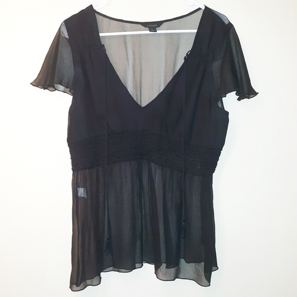 Express Tops - ⚡️ 5/$15 ⚡️Express | sheer black top | L